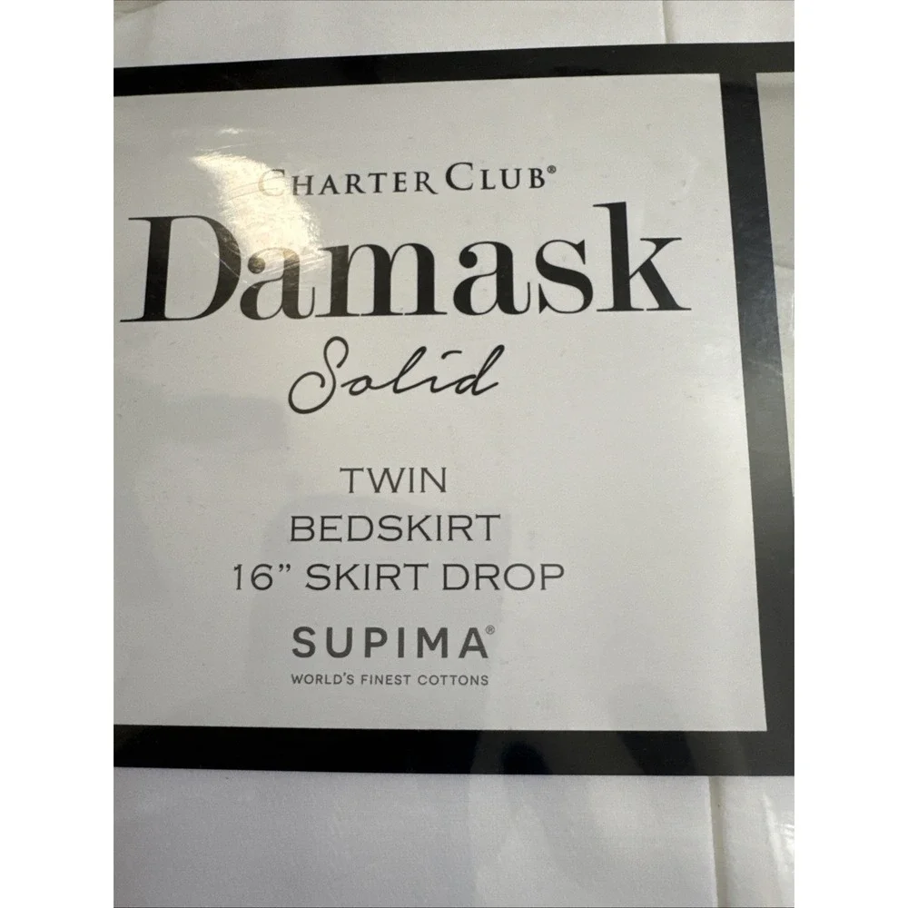 Charter Club Damask Solid White Twin Bedskirt 16